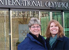 Donalda Ammons and Tiffany Granfors in front of IOC building